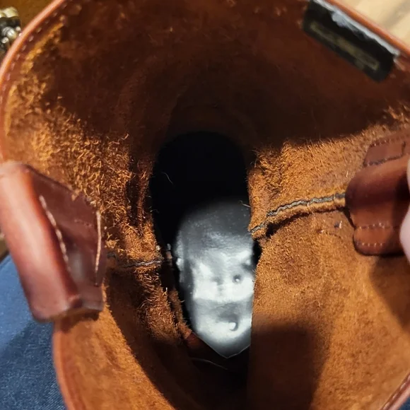 Los Altos Mens Brown Greasy Leather Motorcycle Square-Toe Cowboy Boots Size 9 - Picture 11 of 12